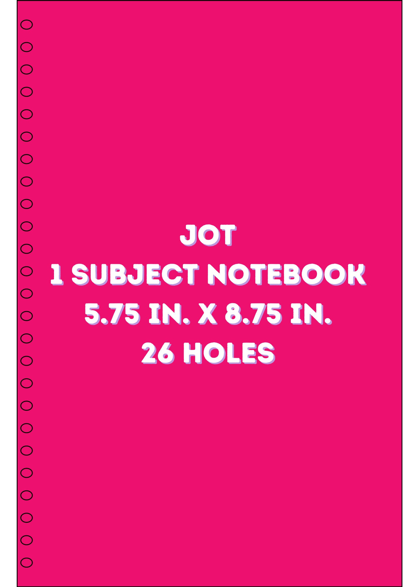 JOT Spiral Notebook Template - 5.75 in X 8.75 in - 26 Holes - Etsy