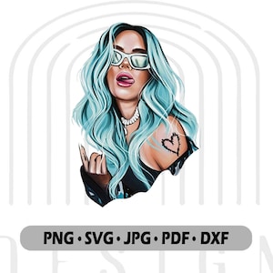 Karol G Svg, La Bichota Png, Team Karol Svg, La Bichota Svg, Personal Use Svg, Commercial Use Svg, Easy to Cut, Svg Karol G BLue Hair Svg