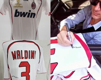 ac milan shirt Autographed shirt Paolo Maldini Signed Autographed Match Player Worn champions league final 2007 + photo