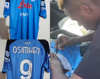 Camiseta firmada OSIMHEN ssc napoli 2022 2023 camiseta de fútbol firmada último partido con parche oficial de edición limitada con prueba en vídeo