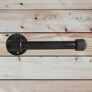 Industrial style cast iron toilet paper holder