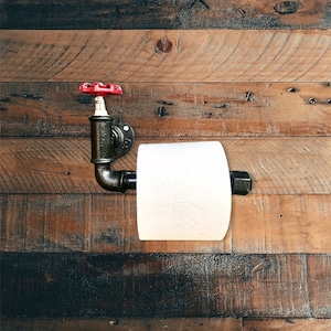 Industrial style cast iron toilet paper holder