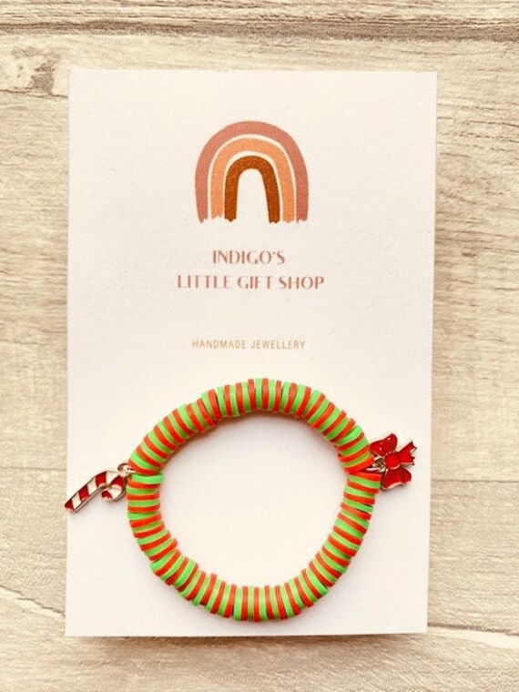 Children's Stretchy Christmas Clay Bead Bracelet Preppy - Etsy