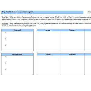 Goal Setting Planner (Values through Monthly)