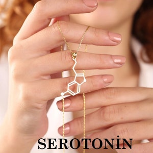 Serotonin Necklace • Chocolate Necklace • Adrenaline Necklace • Dopamine Necklace  • Molecule Necklace • Molecule Gift •  Gift For Her •