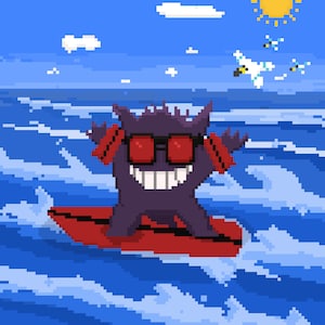 Water Type Gengar 11x14 Pixel Art Print