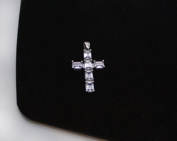 CZ Cross Necklace/sterling Silver Cross Necklace/cz Diamond - Etsy