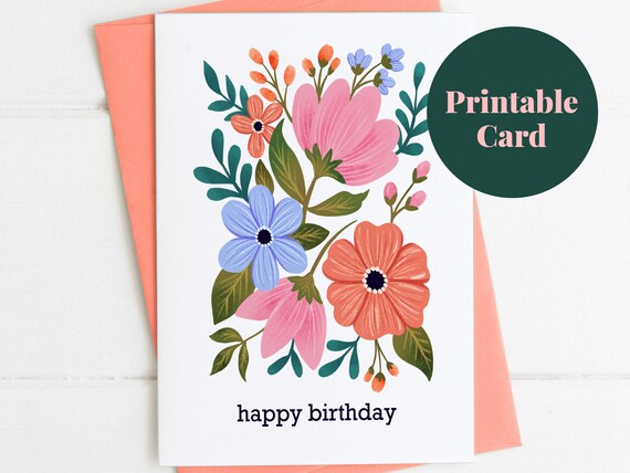 Printable Card Birthday Card Downloadable Card Instant - Etsy