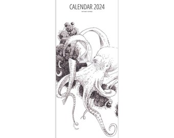 Calendar 2024 with ink illustrations