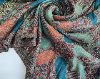 TWO COLOUR WOMEN&#39;S Scarf, Winter scarf, pashmina, Paisley scarf, infinity scarf for woman, wedding shawl for bridesmaid, valentines day
