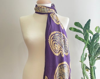 Purple Silk Woman Shawl, Woman Silk Purple Head Scarf, Wrap for Women, Soft Silk Wrap, Bohemian Neck Scarf, Square Scarf, Vintage Scarf