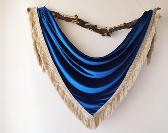 Royal Blue Fringe Velvet Shawl, Winter Wedding Shrug Bridal, Velvet Wrap Shawl, Boho Scarves Bridesmaid, Wedding Shrug, Wrap, Bride Coverup