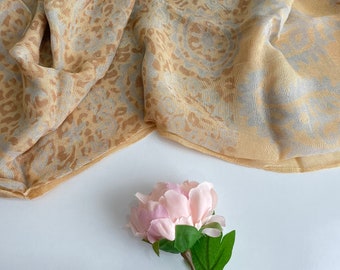 Silk Beige Extra Soft Scarf, Silk-Feel, Bohemian scarf, Handmade Silk Scarf, Silk Head Scarf, Woman Scarf, Neck Scarf, Square Scarf