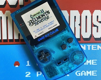 Console Gameboy Color Clear Blue Refurbished with Q5 IPS V4 XL backlit bright screen