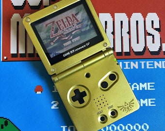 Gameboy Advance SP Zelda Gold Triforce Edition AGS-001 Refurbished
