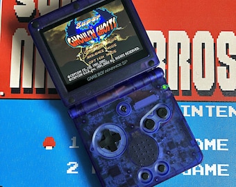 Console Nintendo Gameboy Advance SP Dark Blue Refurbished with IPS V2 ags-101 backlit screen