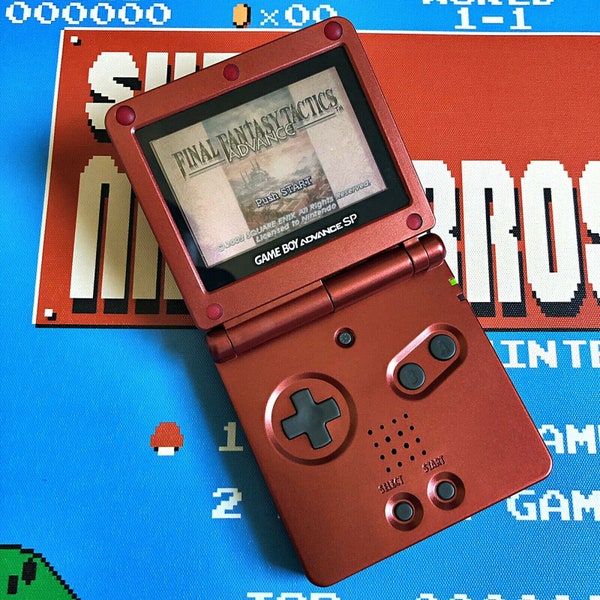 Nintendo Gameboy Advance SP Flame Red AGS-001 Refurbished + Charger