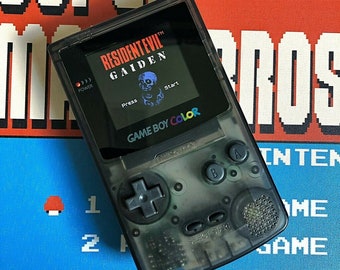 Console Gameboy Color Clear Black Refurbished with IPS V2 backlit screen