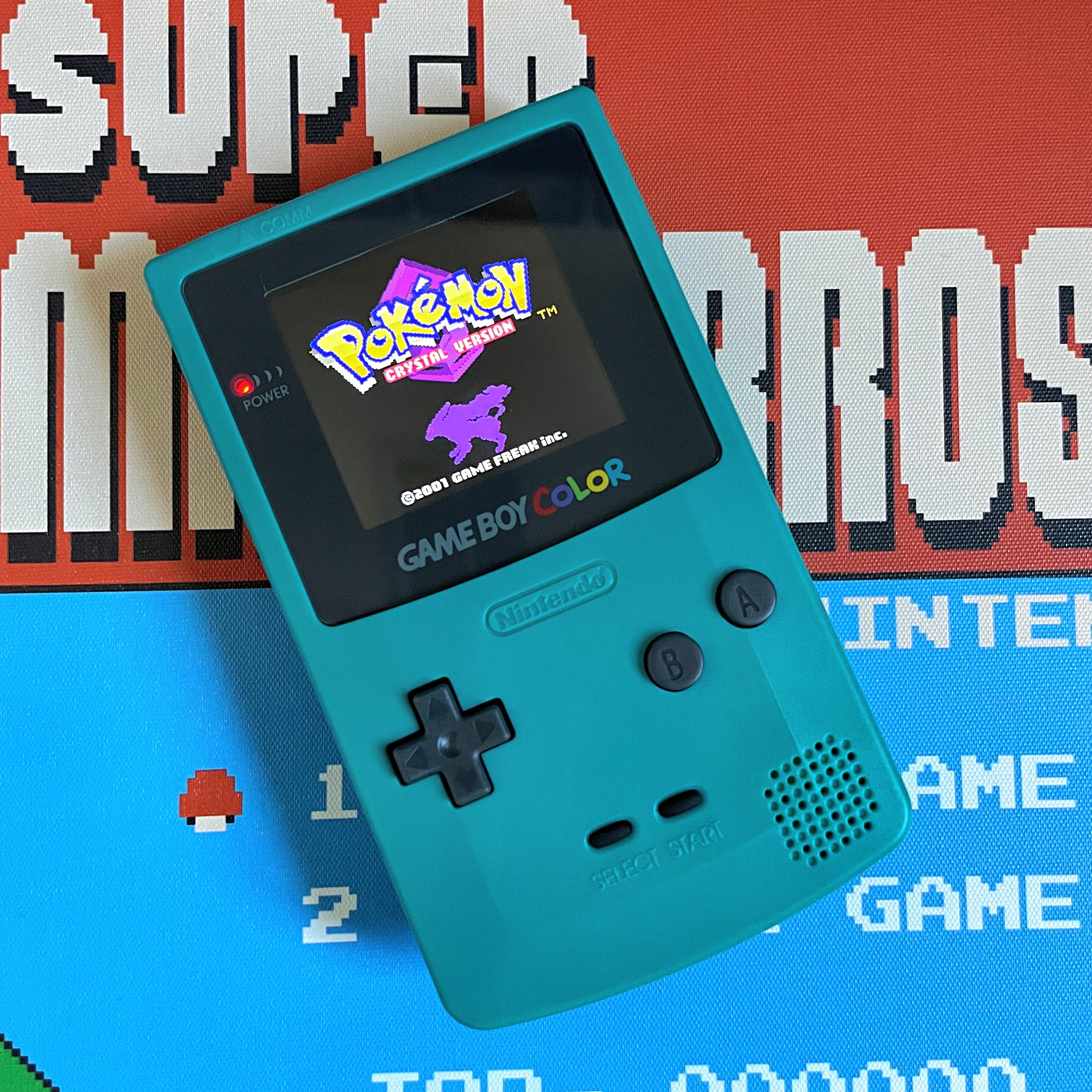 Console Gameboy Color Teal Blue Refurbished with IPS V2 backlit bright  screen