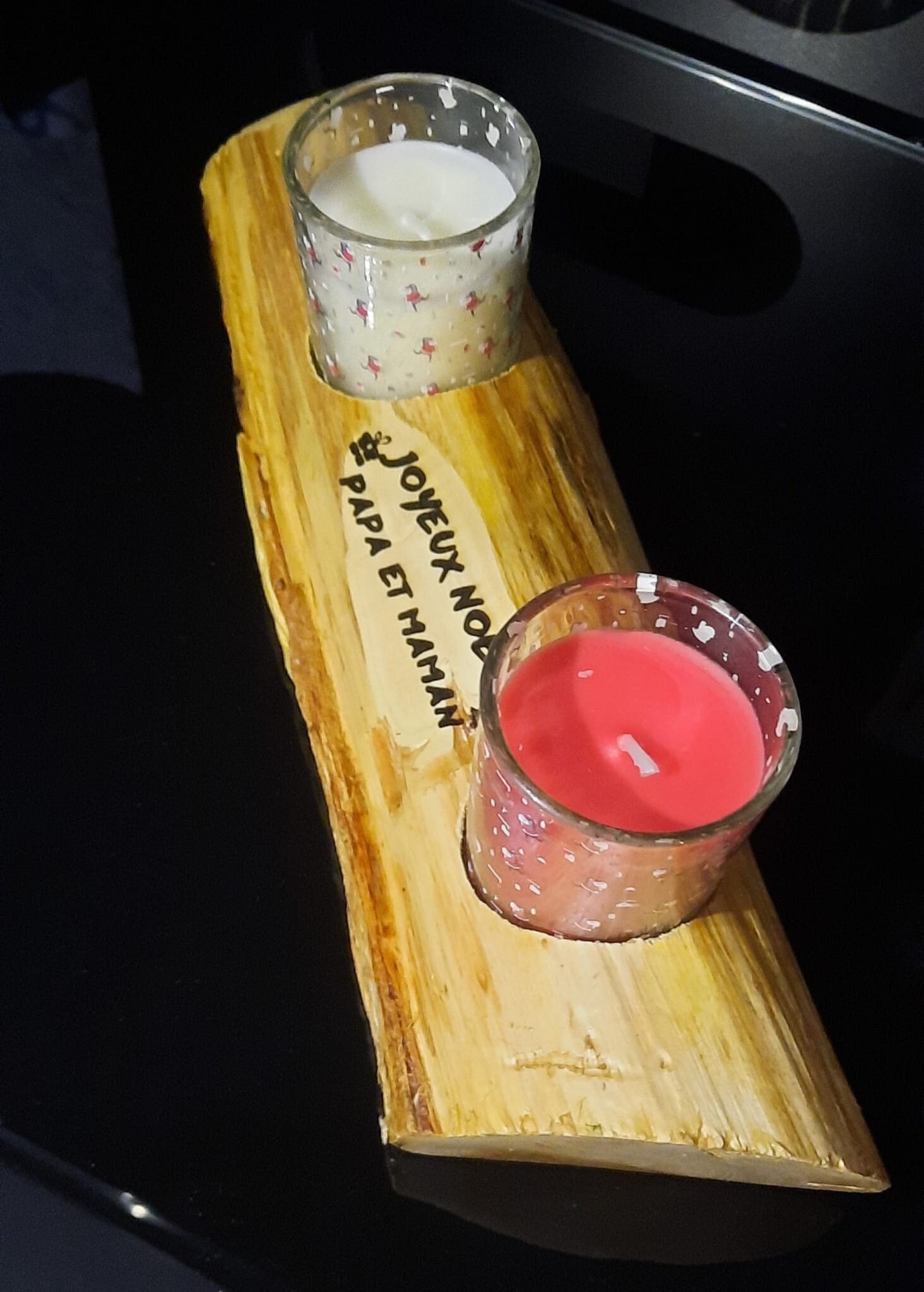 Bougeoir en Bois Décoratif avec Message Personnalisable