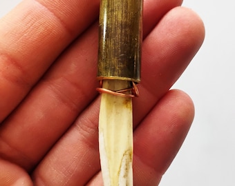 Collana fatta a mano, ciondolo in vero corno di cervo, collana in vero corno di cervo, ciondolo slavo, arte slava