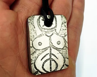 Hand-Etched Slavic Amulet –  Unique Electro-Etched Steel Pendant