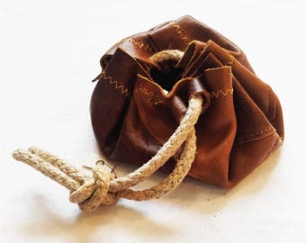 Borsa in pelle fatta a mano / Portamonete medievale / Marsupio da cintura per dadi, monete e gioielli