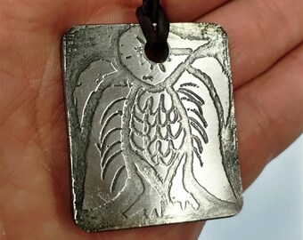 Hand-Etched Slavic Amulet –  Unique Electro-Etched Steel Pendant