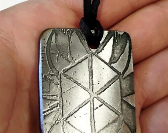 Hand-Etched Slavic Amulet –  Unique Electro-Etched Steel Pendant