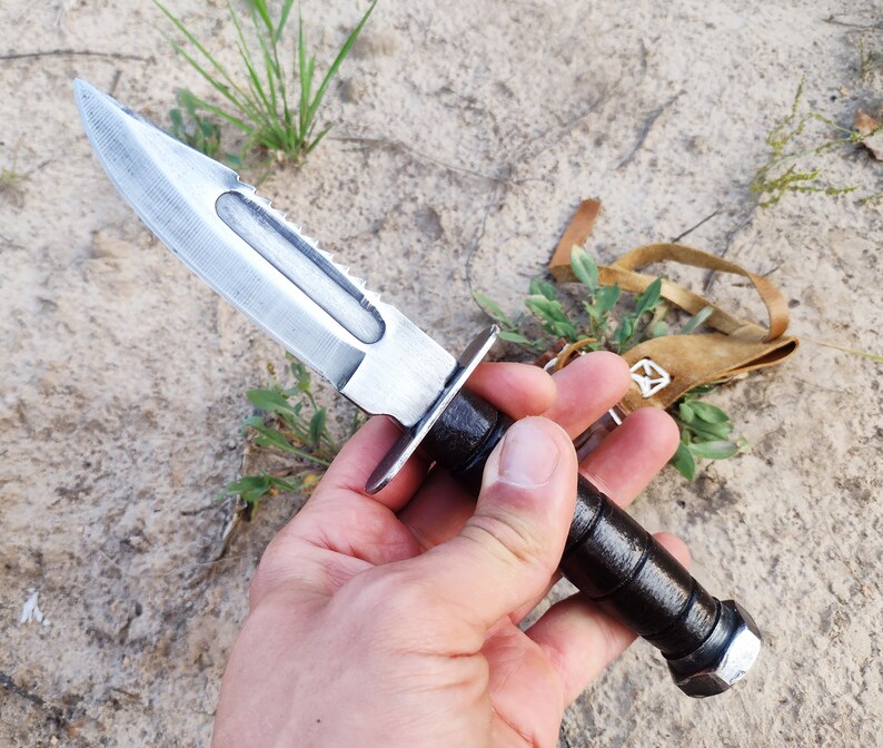 Rambo Knife Survival Knife Leather Sheath Camping Knife Etsy