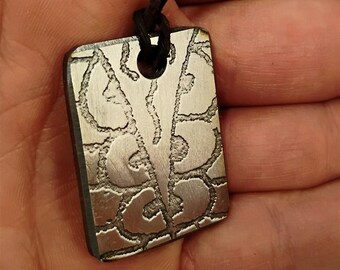 Hand-Etched Slavic Amulet –  Unique Electro-Etched Steel Pendant