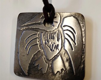 Hand-Etched Slavic Amulet –  Unique Electro-Etched Steel Pendant