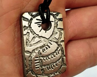 Hand-Etched Slavic Amulet –  Unique Electro-Etched Steel Pendant