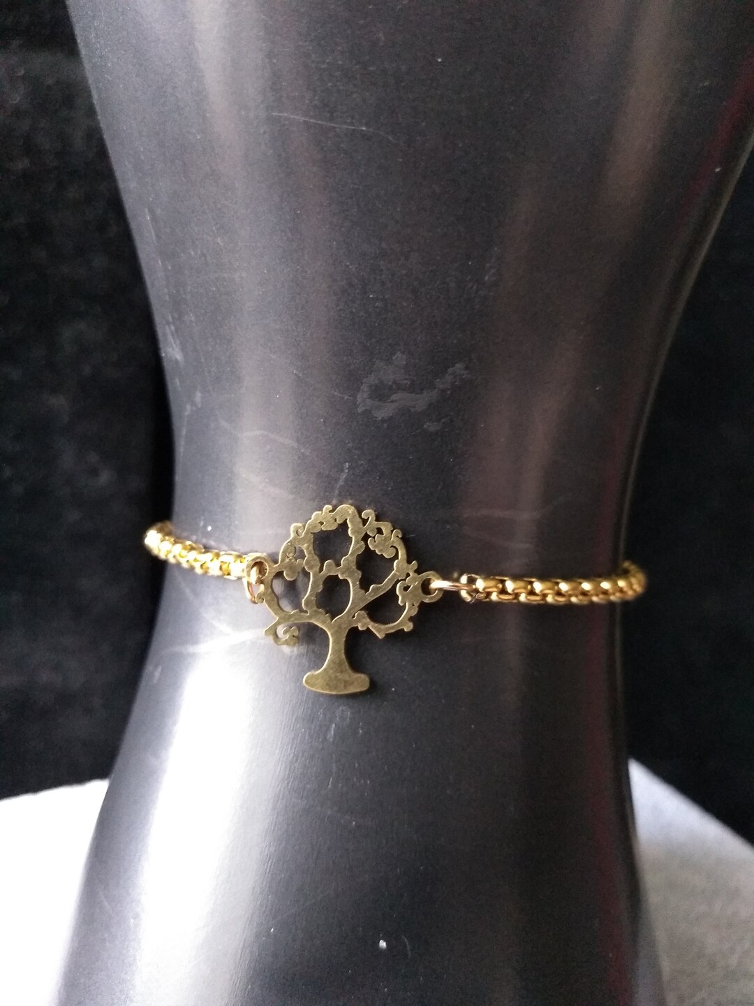 Gold Stainless Steel Tree of Life Adjustable Bracelet - Etsy