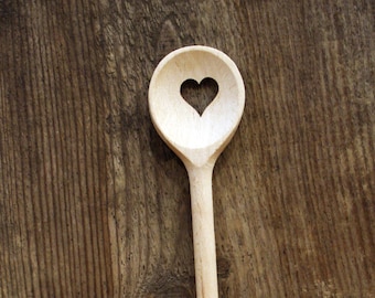 Cuillère pour la cuisine et la pâtisserie, cuillère en bois de hêtre, sourire, cuillère ovale, smiley, fun, cuillère à égoutter,