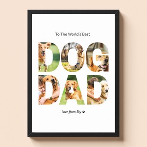 Gepersonaliseerde fotocollage hond vader | Aangepast digitaal huisdierportret met 6 foto&#39;s | Vaderdagcadeau van Dog | Afdrukbare muurkunst bont vader