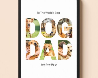 Collage fotografico personalizzato per papà cane / Ritratto digitale personalizzato dell'animale domestico con 6 foto / Regalo per la festa del papà da un cane / Stampabile arte murale per papà peloso