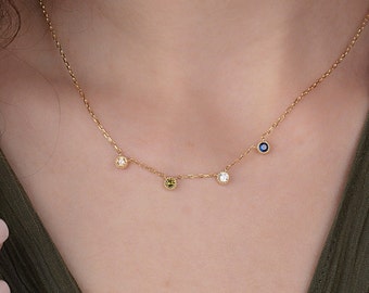 Collana con pietra portafortuna in oro massiccio 14 carati, gioielli di famiglia personalizzati