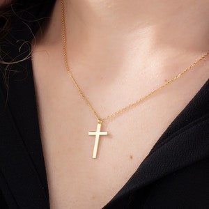 14K Solid Gold Cross Necklaces, 18K Dainty Crucifix Pendants, Meaningful Birthday Gifts, Religious Necklace For Mothers, Best Gifts For Mom
