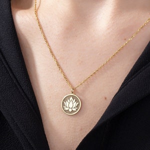 14K Solid Gold Lotus Flower Necklaces, 18K Lotus Pendants, Gifts For Mothers, Bridesmaid Gifts, Graduation Gift For Her, Best Gifts For Mom