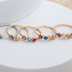 Sterling Silber Multi Birthstone Ring, Familie Schmuck Geschenk