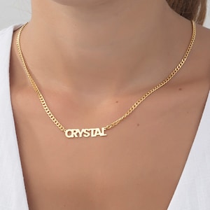 18K Name Necklaces, 14K Gold Name Pendant With Gourmet Chain, Special Gifts For Mothers, Customized Necklaces, Best Gifts For Mom