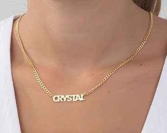 18K Name Necklaces, 14K Gold Name Pendant With Gourmet Chain, Special Gifts For Mothers, Customized Necklaces, Best Gifts For Mom