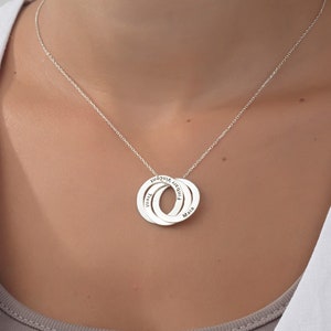 Solid Gold Customized Circle Nameplate Necklaces, 14K Gold Engraved Name Pendants, Family Necklace For Mothers, Mother's Day Gifts
