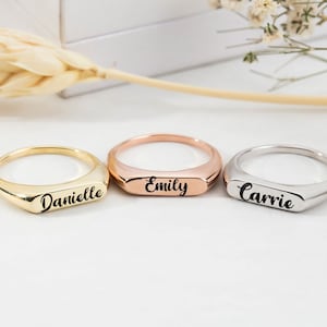 Sterling Silver Name Ring, 14K Gold Plated Family Name Ring, Personalized Gifts For Mothers, Birthday Gift For Grandmas, Best Gifts For Mom