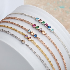 14K Gold Dainty Birthstone Bracelet, Personalized Birthstone Jewelry, Birthstone Bracelet For Mothers, Gift For Grandma, Best Gifts For Mom
