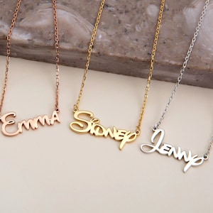 Collana con nome in argento personalizzata, ciondoli con nome placcati in oro 14 carati, regali personalizzati per la mamma, regali di compleanno per lei, regali migliori per la mamma