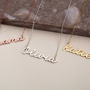 14K vergulde naamketting voor vrouwen, 925 zilveren naamplaathangers, gepersonaliseerde sieraden voor moeders, cadeau voor haar, beste cadeaus voor moeder