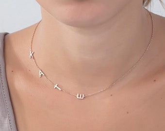 14K Solid Gold Name Initial Necklace, 18K Letter Charm Pendants, Birthday Gifts For Mothers, Personalized Gifts For Her, Best Gifts For Mom