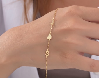 14K Gold Couples Name Initial Bracelets, 18K Custom Made Letter Bracelet, Personalized Gifts For Mothers, Gifts For Her, Best Gifts For Mom